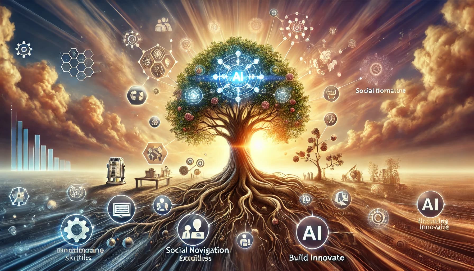 Illustration of a product manager orchestrating AI-powered cross-functional teams