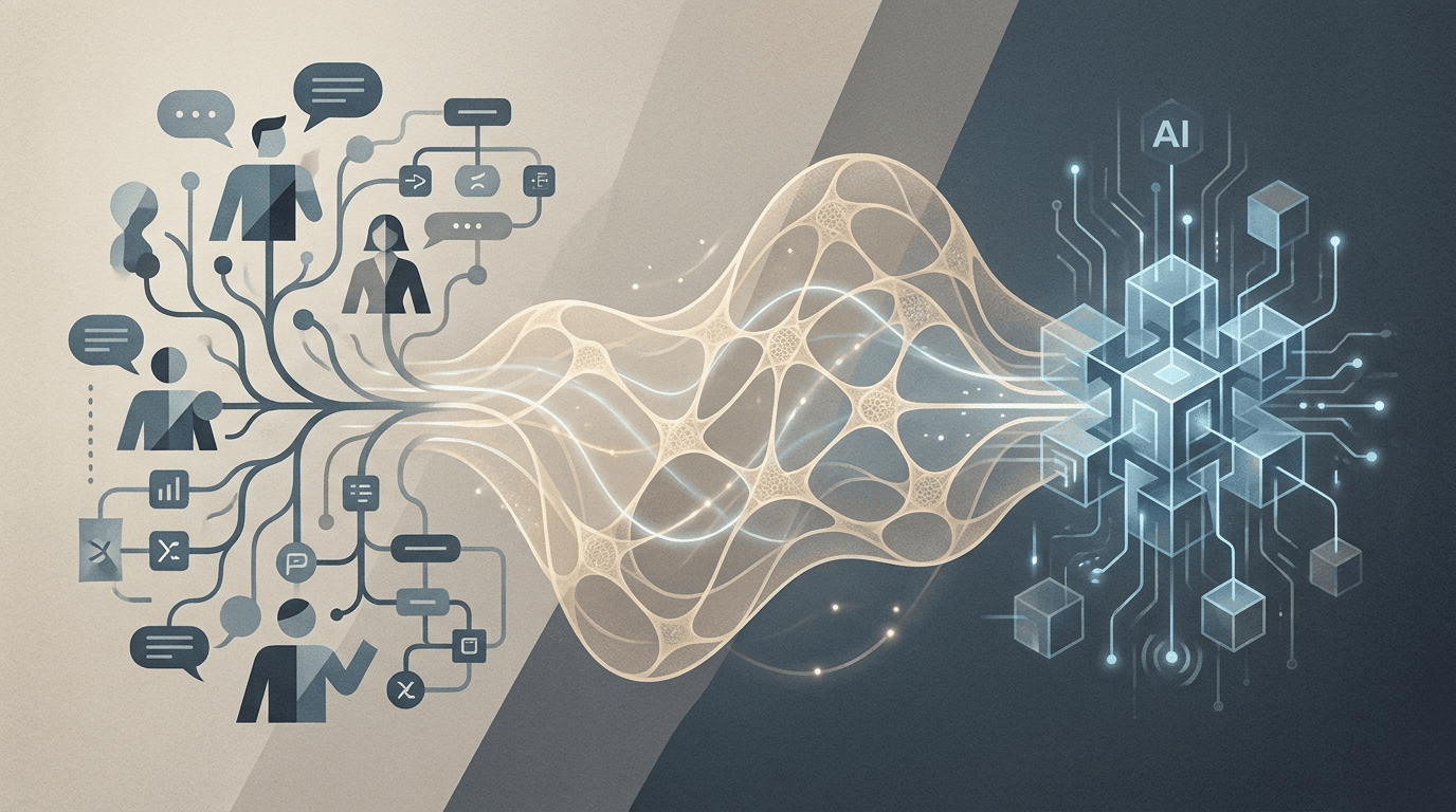 Organizational knowledge as connective tissue between people and an AI system — the missing context layer